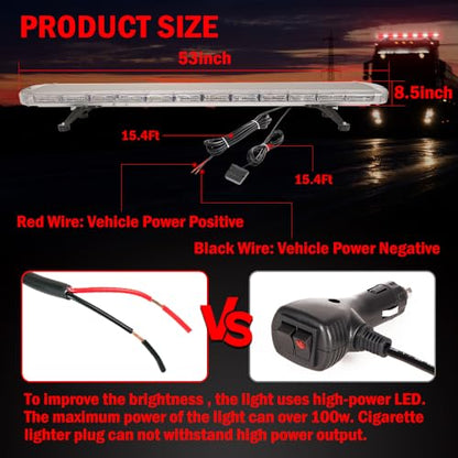 ASPL 53 inch 260 LED Low Profile Rooftop Strobe Lights Bar High Intensity Emergency Warning Flashing Beacon Snow Plow Light Traffic Advisor Car Hazard Construction Roof Lights Bars (Red/White) - color: Red/White