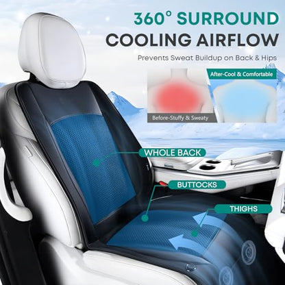 FLORICH Cooling Car Seat Cover Front Seat, 12V-24V Ventilated Seat Cushion, Cooling Car Seat Cushion with 2 Powerful Turbo Fans 3-Speed Adjustable for Summer Driving, Universal Fit for Car SUV Truck - color: Black