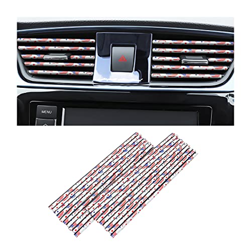 8sanlione 20PCS Car Air Conditioner Decoration Strip, DIY Air Vent Outlet Trim Strip Bendable Car Interior Accessories, Car Molding Strip for Most Air Vent Outlet (Flag) - color: Flag