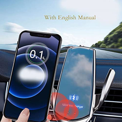 Wireless Car Charger Automotive Electric Induction 15W Wireless Charger Car Vent Mount Bracket Fast Charging Auto-Clamping Car Phone Holder Mount Air Vent Phone Holde (Gold) - color: Gold