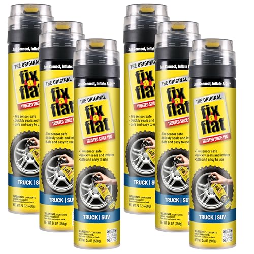 Fix-A-Flat S60369-6PK Aerosol Emergency Flat Tire Repair and Inflator, for X-Large Tires, Eco-Friendly Formula, Universal Fit for All Cars, Trucks and SUVs, 24 oz. (Pack of 6) - size: 24oz 6pk