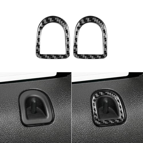 2pcs Real Soft Carbon Fiber Car Inner Door Lock Pin Panel Door Lock Decoration Trim Sticker Compatible with Ford Mustang GT/Shelby 2009 2010 2011 2012 2013 2014 Auto Interior Accessories Black - color: Inner Door Lock Pin
