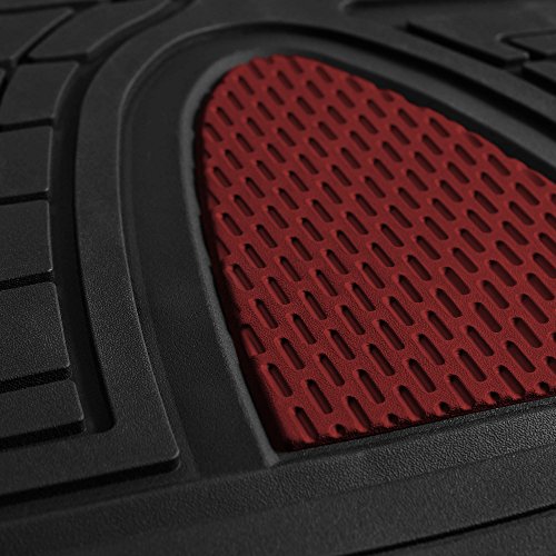 FH Group Premium Liners Tall Channel Trimmable All Weather Rubber Full Set Car Floor Mats (Pink) w. Trimmable All-Season Cargo Liner (Burgundy) - Universal Fit for Cars Trucks and SUVs - color: Burgundy, style: With Cargo Mats