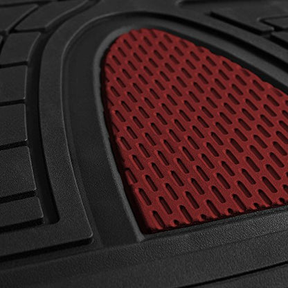 FH Group Premium Liners Tall Channel Trimmable All Weather Rubber Full Set Car Floor Mats (Pink) w. Trimmable All-Season Cargo Liner (Burgundy) - Universal Fit for Cars Trucks and SUVs - color: Burgundy, style: With Cargo Mats