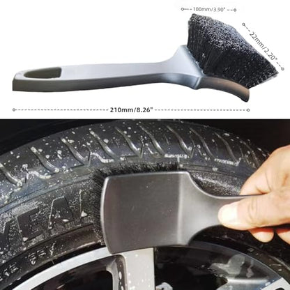 4PCS Wheel Brush Kit for Cleaning Wheel and Tire, Wheel and Rim Brush, Car Detailing Brushes, 360 Degree Bendable & Durable Car Wheel Rim Cleaner Brush Set (Grey) - color: Grey