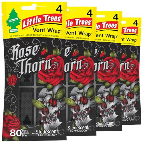 LITTLE TREES Car Air Freshener | Vent Wrap Provides Long Lasting Scent, Invisibly Fresh | 16 Air Fresheners | Rose Thorn - color: Rose Thorn