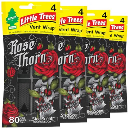 LITTLE TREES Car Air Freshener | Vent Wrap Provides Long Lasting Scent, Invisibly Fresh | 16 Air Fresheners | Rose Thorn - color: Rose Thorn