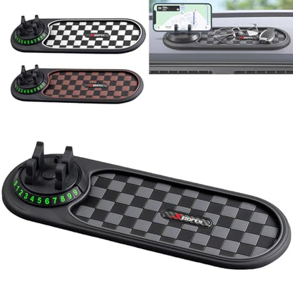 Multifunction Car Anti-Slip Mat, 3-in-1 Rotating Dashboard Mat, Large Storage Pad, Anti-Slip Phone Holder, 360° Rotating Mount with Parking Number (Black) - color: Black