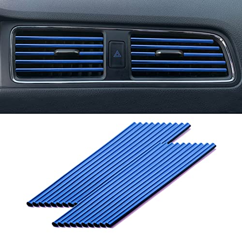 LivTee 20 Pieces Car Air Conditioner Decoration Strip, Universal Waterproof Bendable Air Vent Outlet Trim Decoration, Car Interior Accessories (Blue) - color: Blue