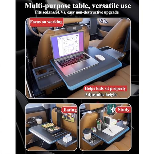 Car Seat Tray Table Foldable Travel Tray For Rear Passenger Seat Multi-Functional Portable Foldable Car Seat Table Travel Tray With Mobile Phone And Tablet Holder For Working, Writing, Eating, Traveli