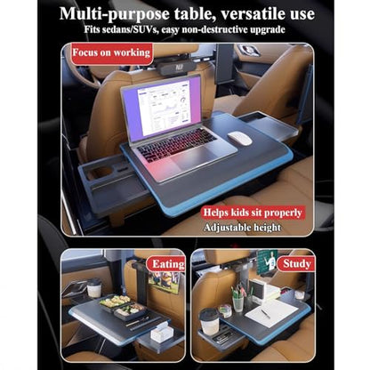 Car Seat Tray Table Foldable Travel Tray For Rear Passenger Seat Multi-Functional Portable Foldable Car Seat Table Travel Tray With Mobile Phone And Tablet Holder For Working, Writing, Eating, Traveli
