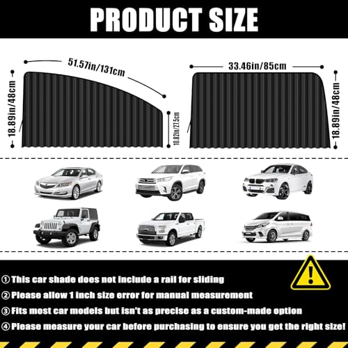 ZATOOTO Blackout Window Shades 4 Pack - Magnetic Sun Shade for Side Windows, Privacy Car Blind Curtains, Baby, Pet, Camping, Travel - size: Louver(M)-4pcs