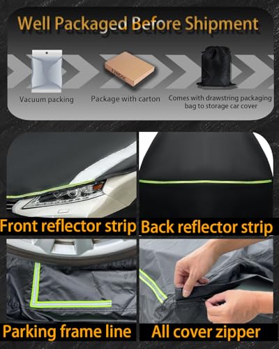Full Enclosed SUV Car Cover Universal Fit Wrangler 4 Door/Grand Cherokee,Outback,BMW X5,Lexus RX350,Model y,Equinox,Edge,4Runner/Highlander,Pilot,Audi Q5,Infiniti QX50/55/70,Macan/Cayenne,MDX - size: 8.For SUV/Jeep Length 185-198 inches