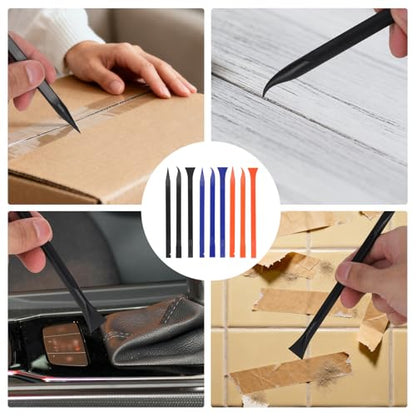 9pcs Car Detailing Pick Set Kit, Anti-Scratch Plastic Scraper Tools, Multi-Functional Non Scratch Cleaning Supplies for Auto Interior Narrow Spaces Kitchen Crevice Gaps Paint (Blue, Black, Orange)