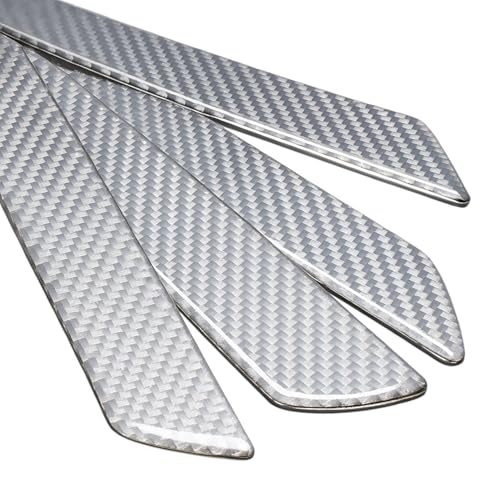 iPick Image for Dodge Durango Silver Real Carbon Fiber 4 Pcs Universal Door Sill Step Protector Kick Plates - Official Licensed - color: Silver