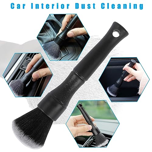 Ziciner Car Detailing Brush, Ultra Soft Car Detail Brush Kit for Elegant Surfaces, Auto Scratch-Free Cleaner Kit for Car Interior & Exterior, Wheels, Dashboard, Engine Bay (Short Handle) - size: Short handle