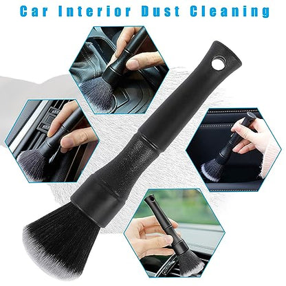 Ziciner Car Detailing Brush, Ultra Soft Car Detail Brush Kit for Elegant Surfaces, Auto Scratch-Free Cleaner Kit for Car Interior & Exterior, Wheels, Dashboard, Engine Bay (Short Handle) - size: Short handle