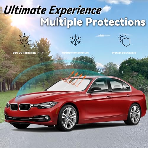 Windshield Sun Shade for 2013-2018 BMW 3 Series 320i 325i 328i 330i 335i F30 F31, Car Front Window Sunshade with 240T Sun Visor Protector Blocks UV Rays Heat Sun Shield Accessories - size: For 3 Series 2013-2018