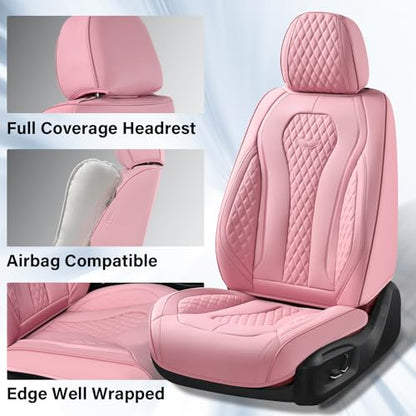 Coverado Car Seat Covers Full Set, Pink Seat Covers, Waterproof Car Seat Cover, Car Seat Cushion, Car Seat Covers Front Seats Back Seat Covers, Car Seat Protector Universal Fit Most Cars - color: Pink, size: FullSet