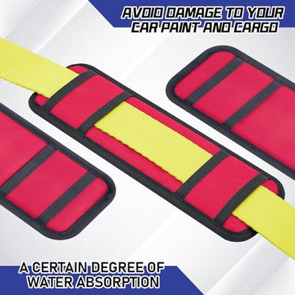 Seenelling 4 Pack Tie Down Strap Protector Sleeve Universal Protective Sleeves for Ratchet Straps Protective Strap Protector, Preventing Damage to Boat Trailers Kayaks Yacht Trucks, 4 x 12'' (Red) - color: Red
