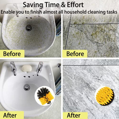 8 Pack Drill Brush Attachment Set,1/4in Power Scrubber Brush + Extend Long Rod, Power Cleaning Scrub Brush for Bathroom, Tub, Tile, Floor, Grout, Boat(White) - color: White