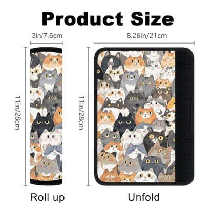 2Pcs Soft Auto Seat Belt Cover Pad Cute Cat Print Colorful Car Seatbelt Shoulder Cushion for Comfortable Driving, Compatible with All Cars' Seatbelt and Backpack Straps - color: Cat