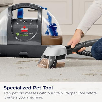 Bissell Little Green Pet Deluxe Portable Carpet Cleaner and Car/Auto Detailer, 3353, Gray/Blue - style: Little Green Deluxe