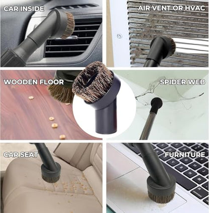 Replacement Vacuum Attachments & Brushes plus Universal Adapter Kit Compatible with Shop Vacs 2-1/4'' 1-7/8'' 1-3/8'' 1-1/4 Inch- Flexible Vacuum Crevice Attachment Tool for Shop Vac Accessories