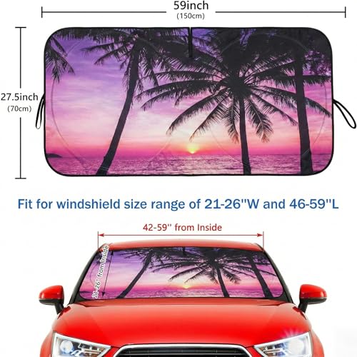 eygeufg Windshield Shade, Car Sun Shade for Front Windshield (Purple Sunset, Standard) - color: Purple Sunset, size: Small