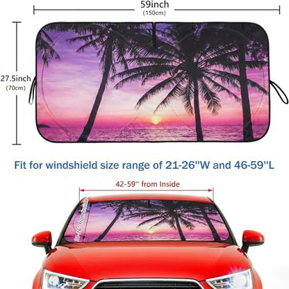 eygeufg Windshield Shade, Car Sun Shade for Front Windshield (Purple Sunset, Standard) - color: Purple Sunset, size: Small