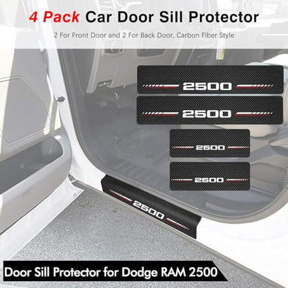 Car Door Sill Protectors Compatible with Dodge RAM 2500 Accessories- 4Pcs Door Entry Guard Scuff Sill Protector Plate- Carbon Fiber Anti-Scratch Sticker- Upgraded Full Coverage - size: 2500