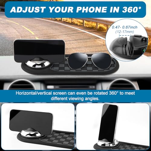 Multifunction Car Anti-Slip Mat, Car Dashboard Mobile Phone Holder, Anti Slip Mat Phone Holder and Temporary Parking Number Pad - Secure Storage for Sunglasses, Keys, Gadgets - color: Black