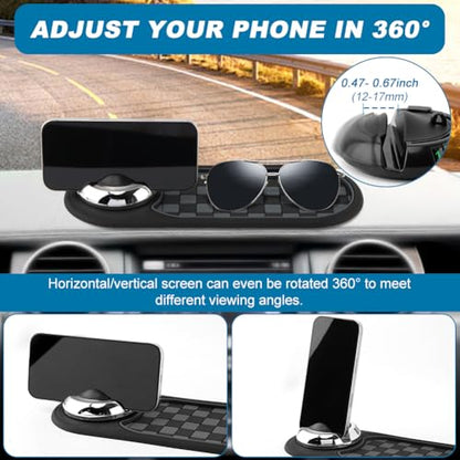 Multifunction Car Anti-Slip Mat, Car Dashboard Mobile Phone Holder, Anti Slip Mat Phone Holder and Temporary Parking Number Pad - Secure Storage for Sunglasses, Keys, Gadgets - color: Black