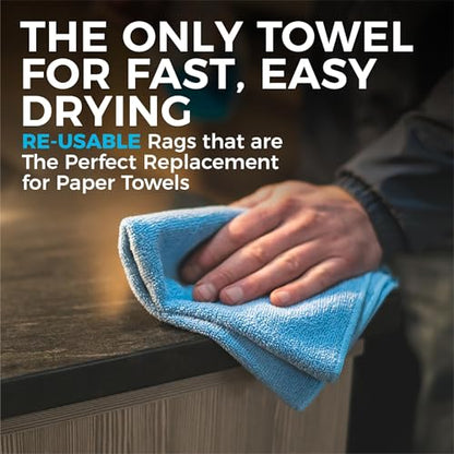 The Rag Company - All-Purpose Microfiber Terry Cleaning Towels - Commercial Grade, Highly Absorbent, Lint-Free, Streak-Free, Kitchens, Bathrooms, Offices, 300gsm, 16in x 16in, Red (12-Pack) - color: Red, size: 16in x 16in