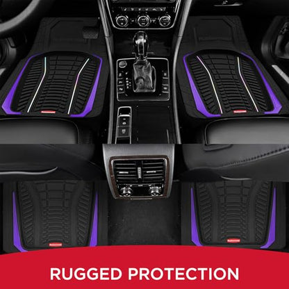 Rubbermaid Car Floor Mats Full Set – Premium All-Weather Car Mat with Brushed Aluminum Inserts, Universal Trim-to-Fit Design, Anti-Slip Backing for Cars, SUVs, Trucks, and Vans - color: Purple