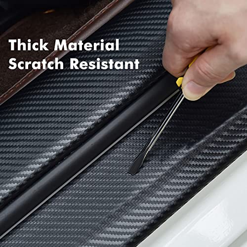 Newace Car Door Sill Protector Compatible with Silverado: Door Entry Guard Scuff Sill Protector Plate Accessories Carbon Fiber Anti-Scratch Sticker 1500 2500 3500 HD- 4Pcs Full Coverage(Red)