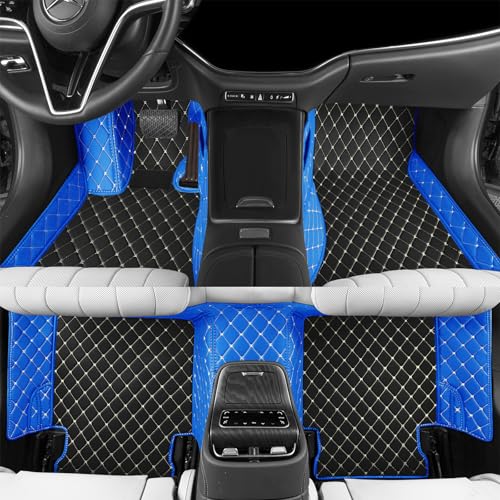 Car Floor mat is Compatible with 99% Models, All-Weather car Floor mat Completely Protects The Interior of The Vehicle, and Provides Vehicle Information to Complete Customization. (Black&Blue) - color: Black&blue