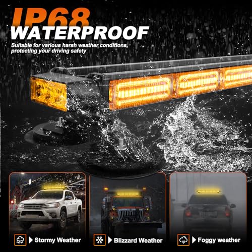 ASPL 26inch 126 LED Rooftop Emergency Strobe Lights Bar Double Side Flashing Safety Warning Traffic Advisor Light Bar Hazard Snow Plow Light for Work Trucks Vehicles Construction Tow Pickup(Amber) - color: Amber