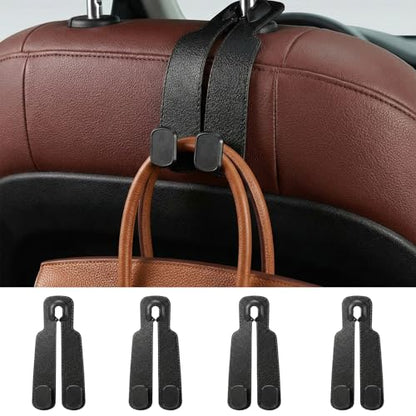 Car Headrest Hooks-4 Pack Heavy Duty Seat Hooks for Car Organizing, Universal Hanging Hooks for Purses Handbags Grocery Bags Coats, No-Slip Durable Car Accessories