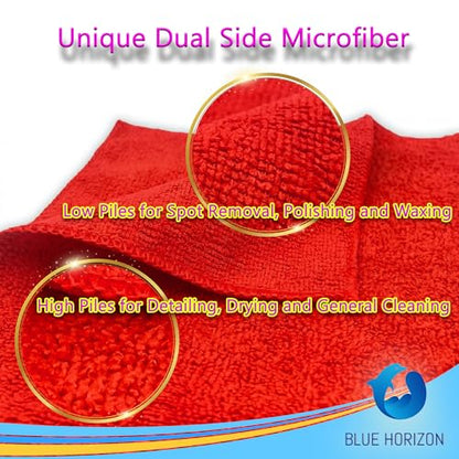 Red Microfiber Cleaning Towels, 3 Dozen Dual-Sided Cleaning Cloths Bulk Pack, Ultra Soft Plush Wash-Cloths, Micro-fiber Detailing Cleaning Cloths for Car, Household and Commercial (Red, 16" x 16") - color: Red, size: 16" x 16"