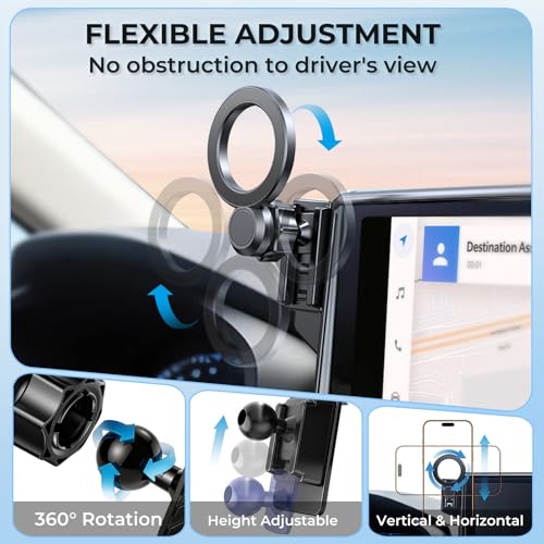 Car Phone Holder for Lexus GX GX550 2026 2025 2024 (Only for 14-Inch Screen) 360° Rotation Magnetic Cell Phone Mount, Compatible with Magsafe, Does Not Affect Air Vent - style: Fit for 2024-2026 GX, 14-Inch