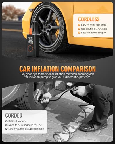 Tire Inflator Portable Air Compressor, 3X Faster Air Compressor with Digital Pressure Gauge, 150 PSI Portable Air Pump for Cars, Motorcycles, Bicycles, Balls and More(Black)