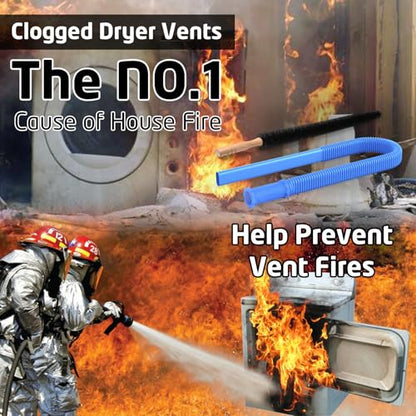 PetOde 2 Pieces Dryer Vent Cleaner Kit Compatible with Most Vacuum Cleaner, Dryer Lint Brush and Vacuum Hose Attachment with Universal Connector, Quickly Lint Remover - color: Blue