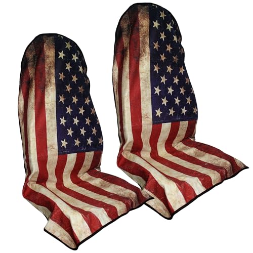Waterproof Car Seat Cover for Front Seats, Protector for Cars SUVs Trucks, Sweat Towel Seat Covers Bucket for Gym,Workout,Beach,Hiking,Running and Swimming(American Flag Red, 2PCS) - color: American Flag Red, size: 2PCS Front Seat Towel