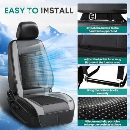 FLORICH Cooling Car Seat Cover Front Seat, 12V-24V Ventilated Seat Cushion, Cooling Car Seat Cushion with 2 Powerful Turbo Fans 3-Speed Adjustable for Summer Driving, Universal Fit for Car SUV Truck - color: Gray