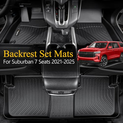Wailtnb-All Weather Floor Mats Cargo Liner Backrest Mat for Chevrolet Suburban 7-Seats 2021-2025 2026/GMC Yukon XL with 2nd Bucket Seats Custom Fit Chevy Suburban Durable Accessories for Suburban - style: 30|For Suburban 7/Yukon XL | 2021-2026| Backrest S