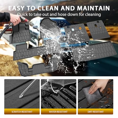 Powerty Floor Mat for Honda Pilot 2023-2025 2026, All Weather TPE Custom Trunk Cargo Mat Liner with Backrest Mat Replacement for Honda Pilot Accessories (Trunk Mat+Backrest Mat+Floor Mat) - size: 4)Honda Pilot｜23-26｜Full Set