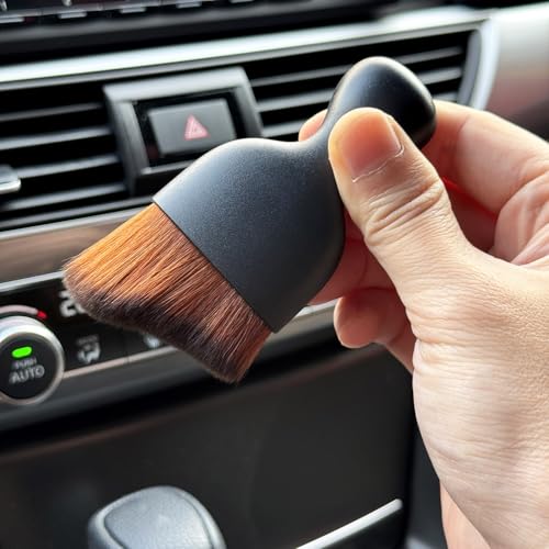 Car Detailing Brush, Soft Bristle Cleaning Brush, Scratch-Free Auto Duster Tool for Dashboard, Air Vents, Leather & Interior Cleaning (Black&Dark Brown) - color: Black&Dark Brown