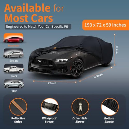 Waterproof Car Cover All-Weather,Full Exterior Automobiles Cover for Sedan/Coupe 186-193 inch Universal Fit Ford Mustang, Chevy Camaro/Corvette C3/C8, Kia Optima, Audi A4, BMW 5 Series etc - size: Fit Coupe Length 186-193 Inch(3xl-0)