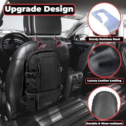 BFXM 3Pcs Car Seat Headrest Hooks, Back Seat Purse Leather Hanger Holder Hook, Magnetic Storage Organizer for Purses Handbag Grocery Bags Coats - color: 3pcs black black line